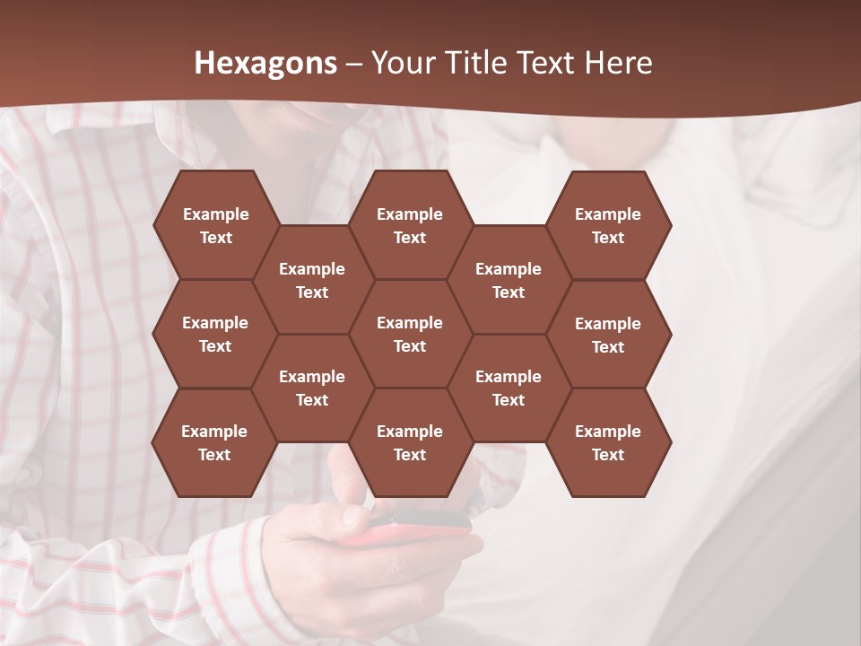 A Man Sitting On A Bed Looking At His Cell Phone PowerPoint Template