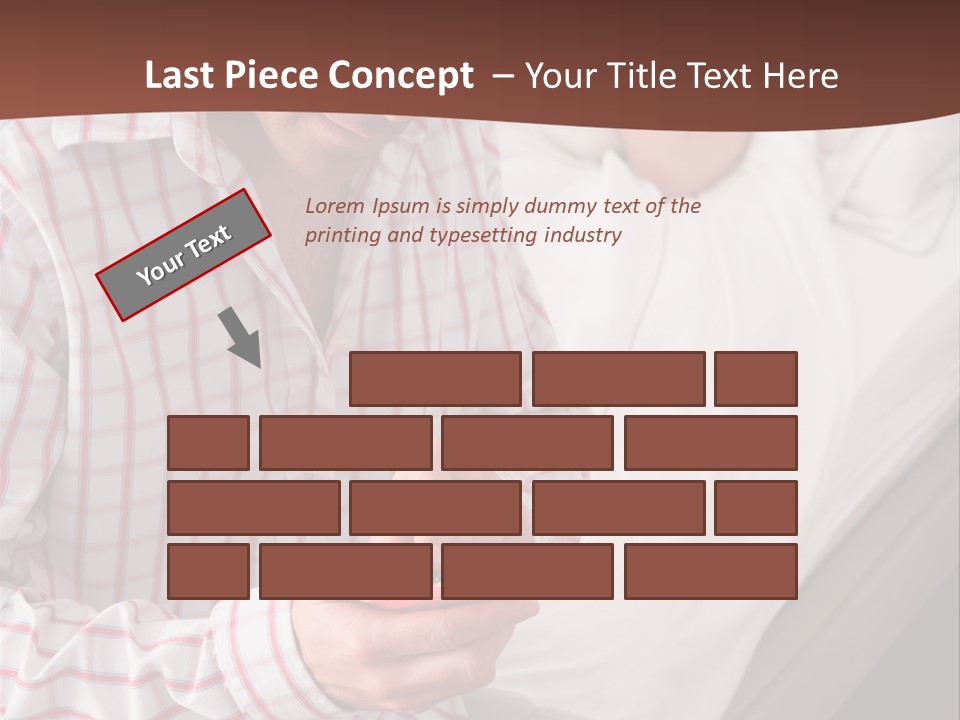 A Man Sitting On A Bed Looking At His Cell Phone PowerPoint Template