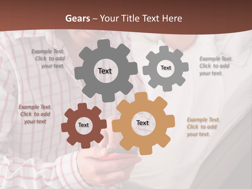 A Man Sitting On A Bed Looking At His Cell Phone PowerPoint Template