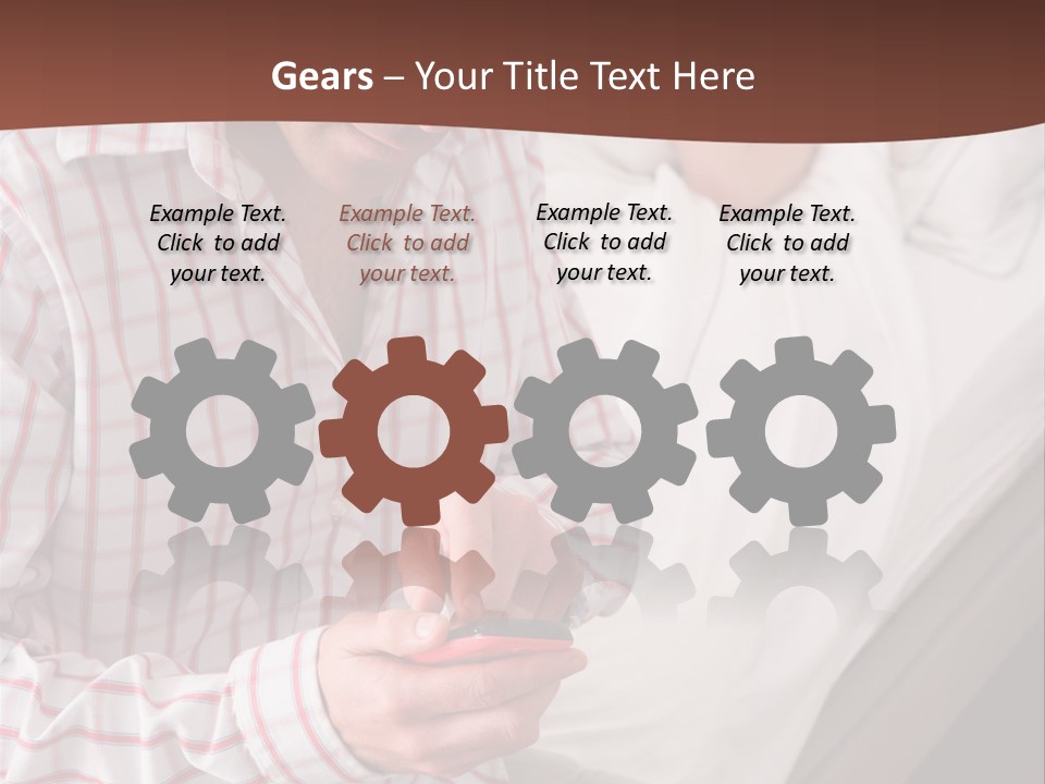 A Man Sitting On A Bed Looking At His Cell Phone PowerPoint Template