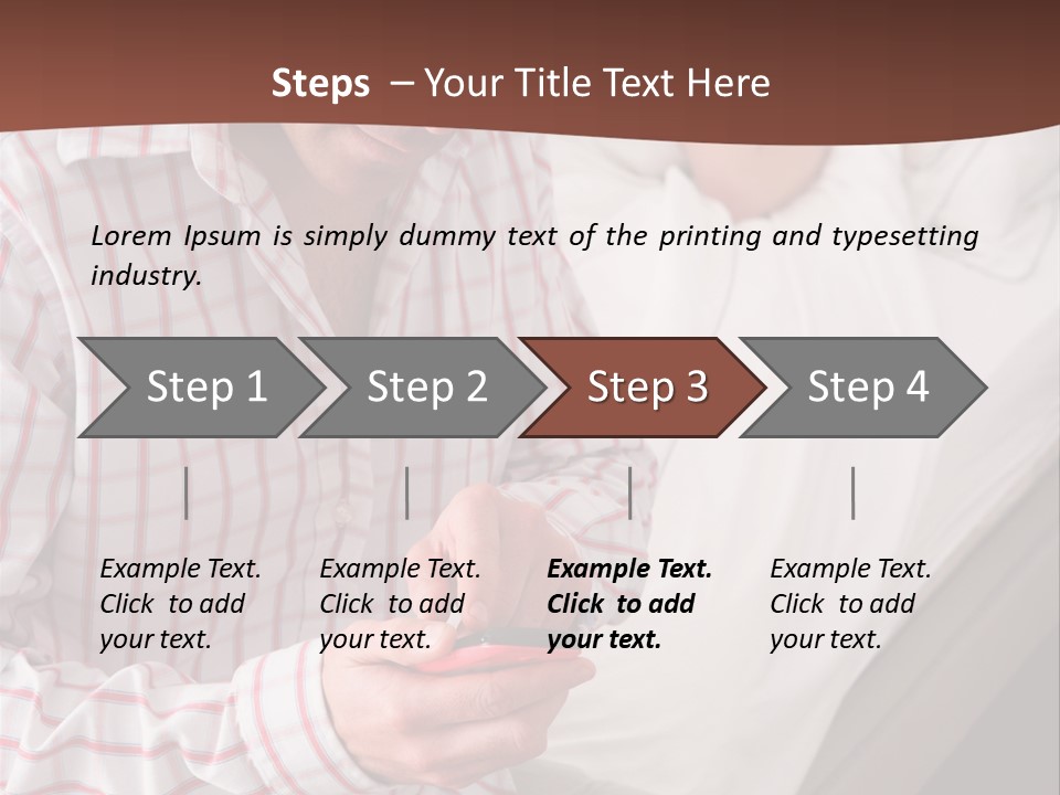 A Man Sitting On A Bed Looking At His Cell Phone PowerPoint Template