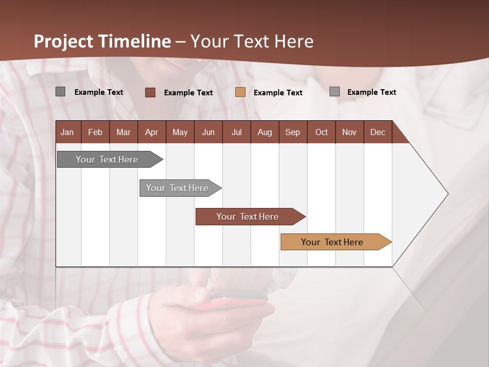 A Man Sitting On A Bed Looking At His Cell Phone PowerPoint Template