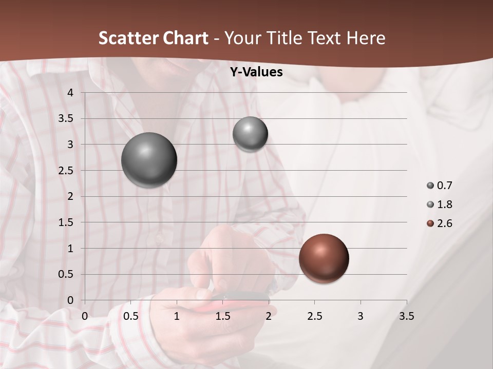A Man Sitting On A Bed Looking At His Cell Phone PowerPoint Template