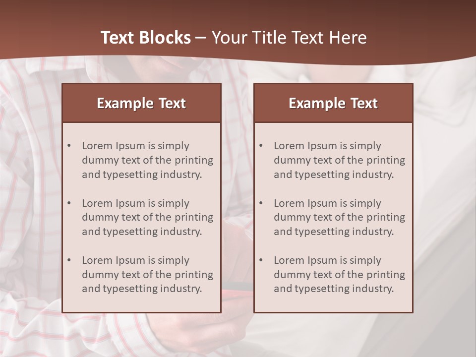 A Man Sitting On A Bed Looking At His Cell Phone PowerPoint Template