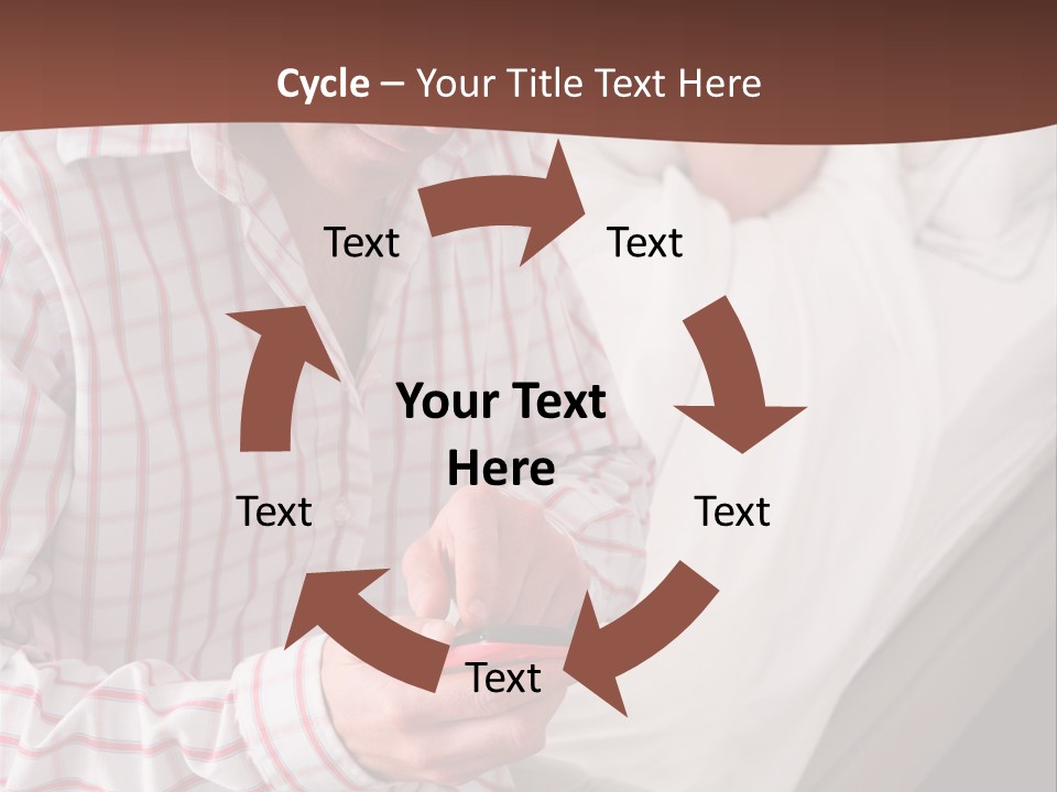 A Man Sitting On A Bed Looking At His Cell Phone PowerPoint Template