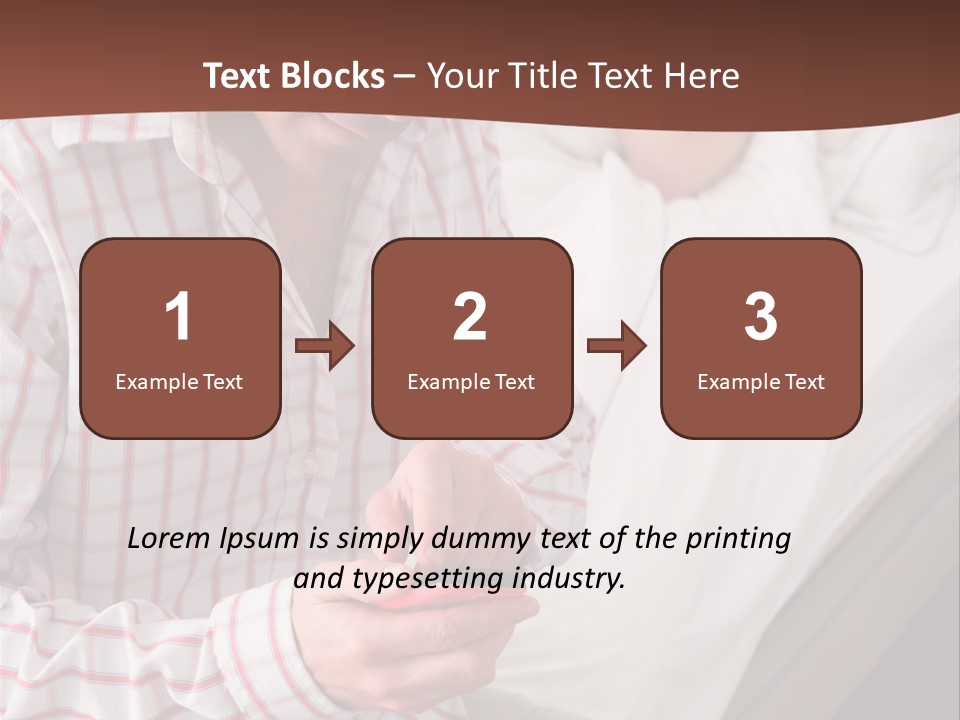 A Man Sitting On A Bed Looking At His Cell Phone PowerPoint Template