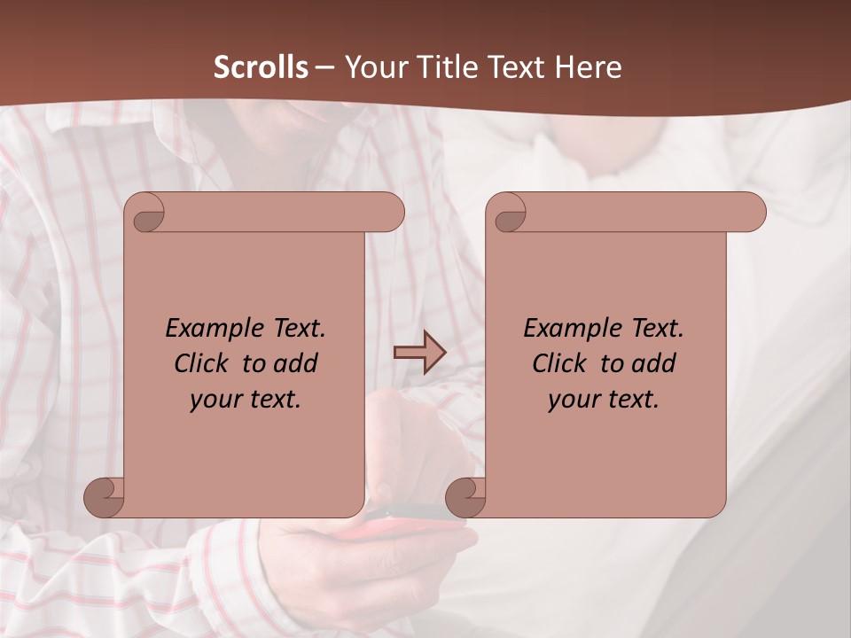 A Man Sitting On A Bed Looking At His Cell Phone PowerPoint Template