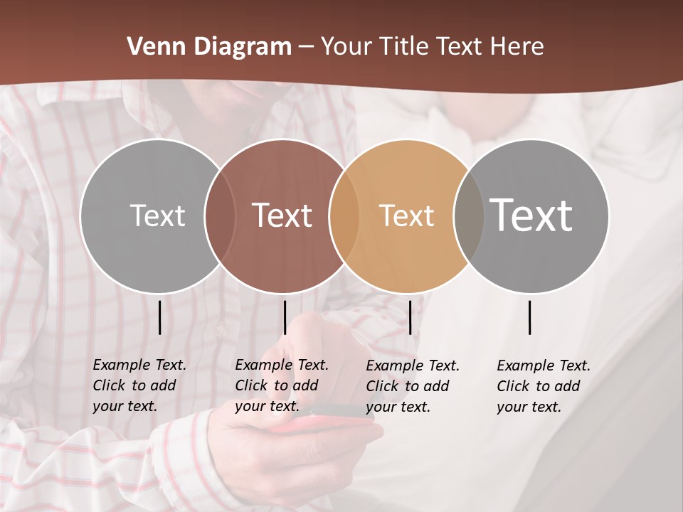 A Man Sitting On A Bed Looking At His Cell Phone PowerPoint Template
