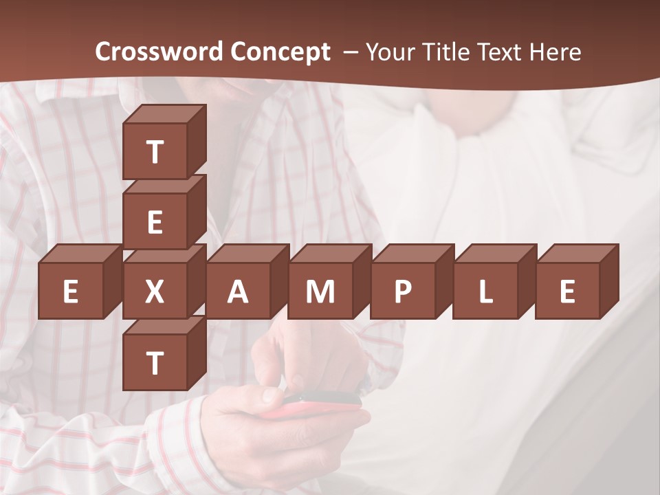 A Man Sitting On A Bed Looking At His Cell Phone PowerPoint Template