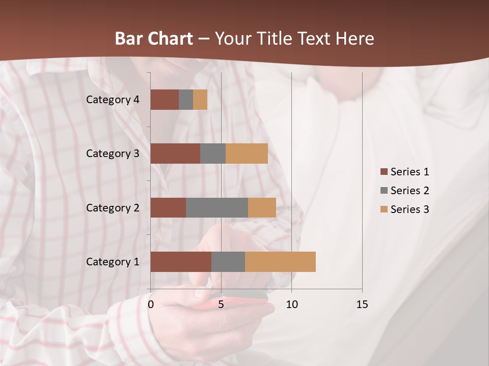 A Man Sitting On A Bed Looking At His Cell Phone PowerPoint Template