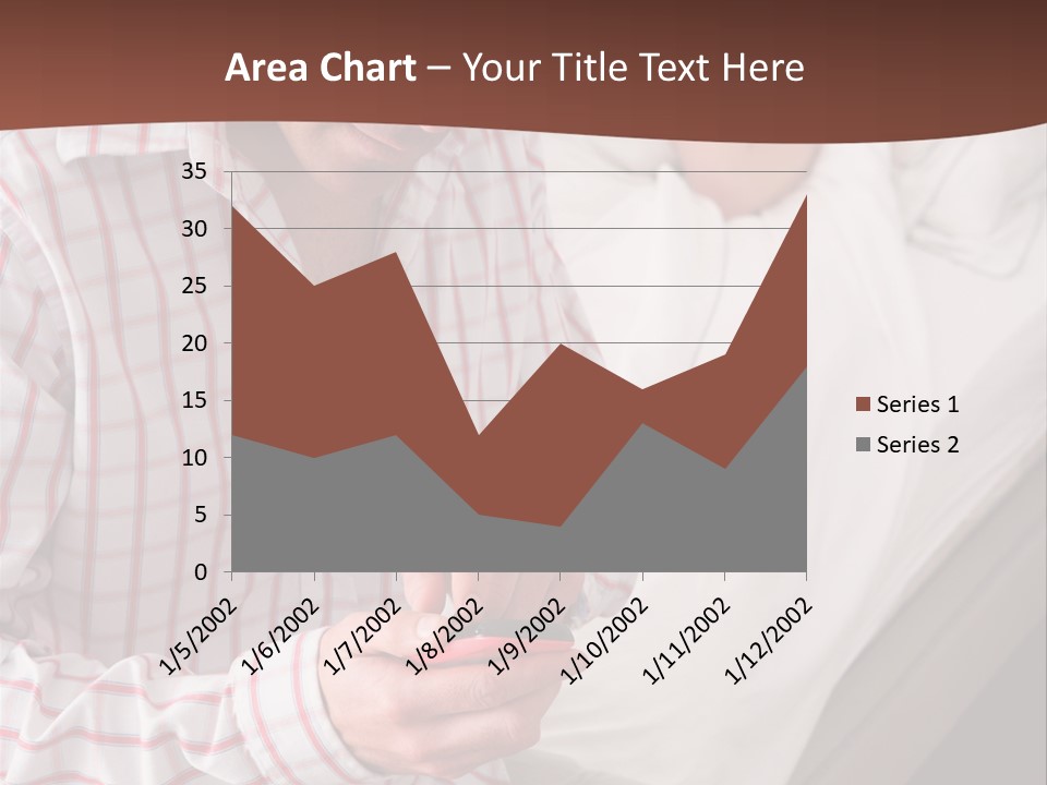A Man Sitting On A Bed Looking At His Cell Phone PowerPoint Template