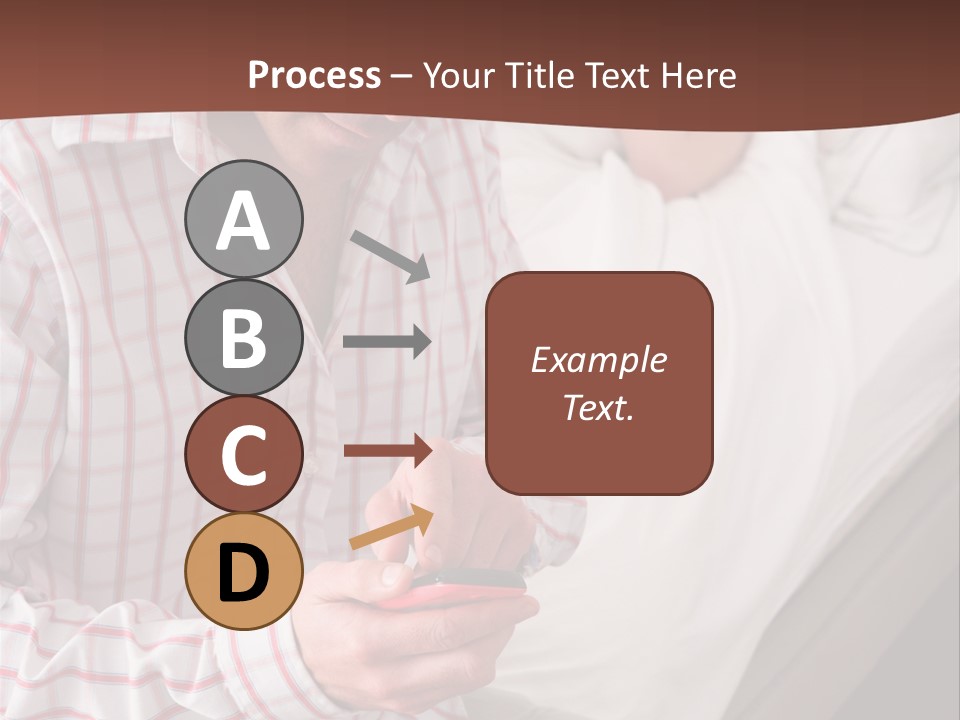 A Man Sitting On A Bed Looking At His Cell Phone PowerPoint Template