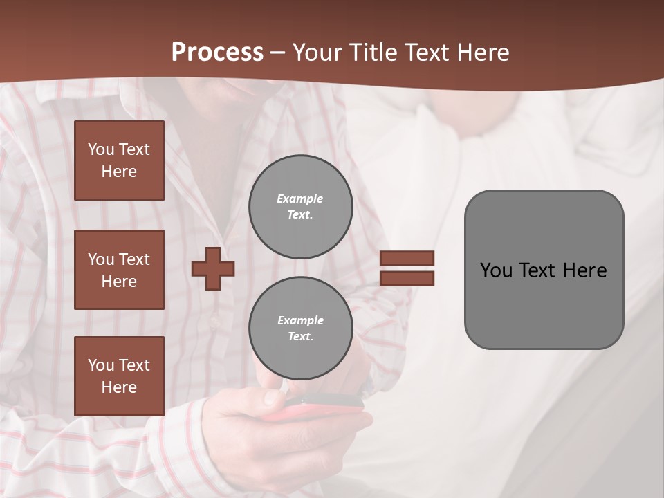 A Man Sitting On A Bed Looking At His Cell Phone PowerPoint Template