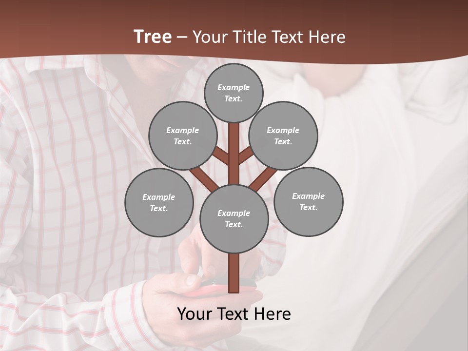 A Man Sitting On A Bed Looking At His Cell Phone PowerPoint Template