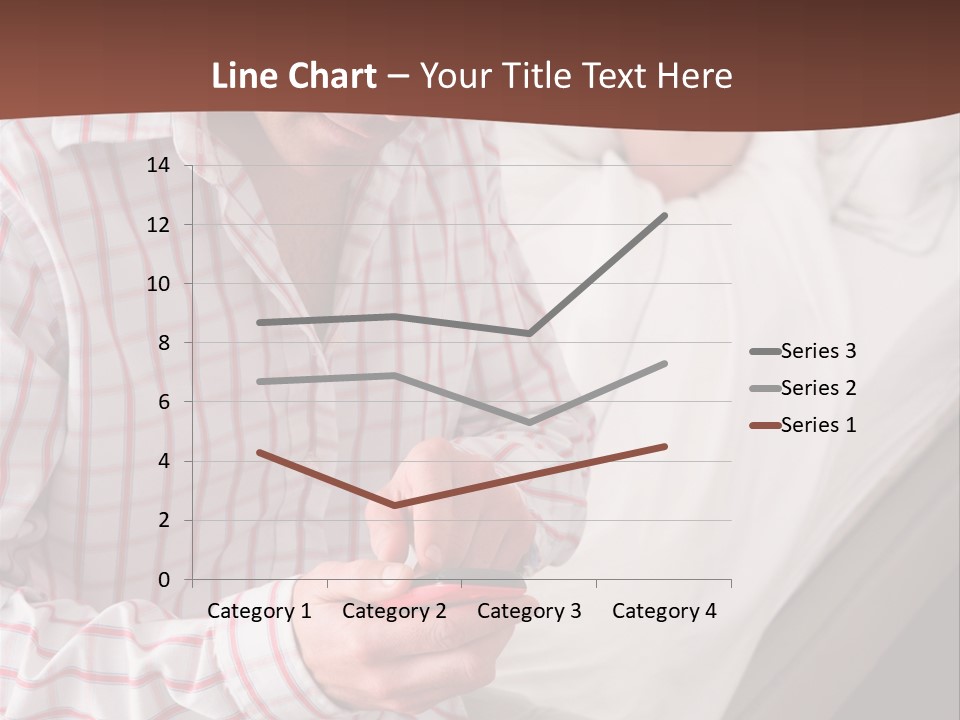 A Man Sitting On A Bed Looking At His Cell Phone PowerPoint Template