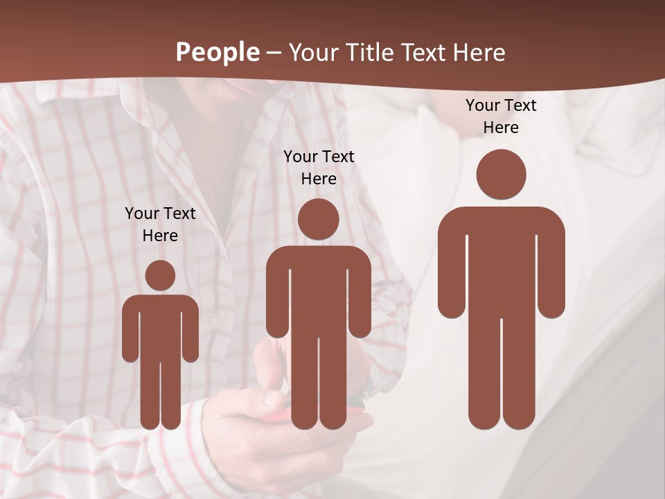 A Man Sitting On A Bed Looking At His Cell Phone PowerPoint Template