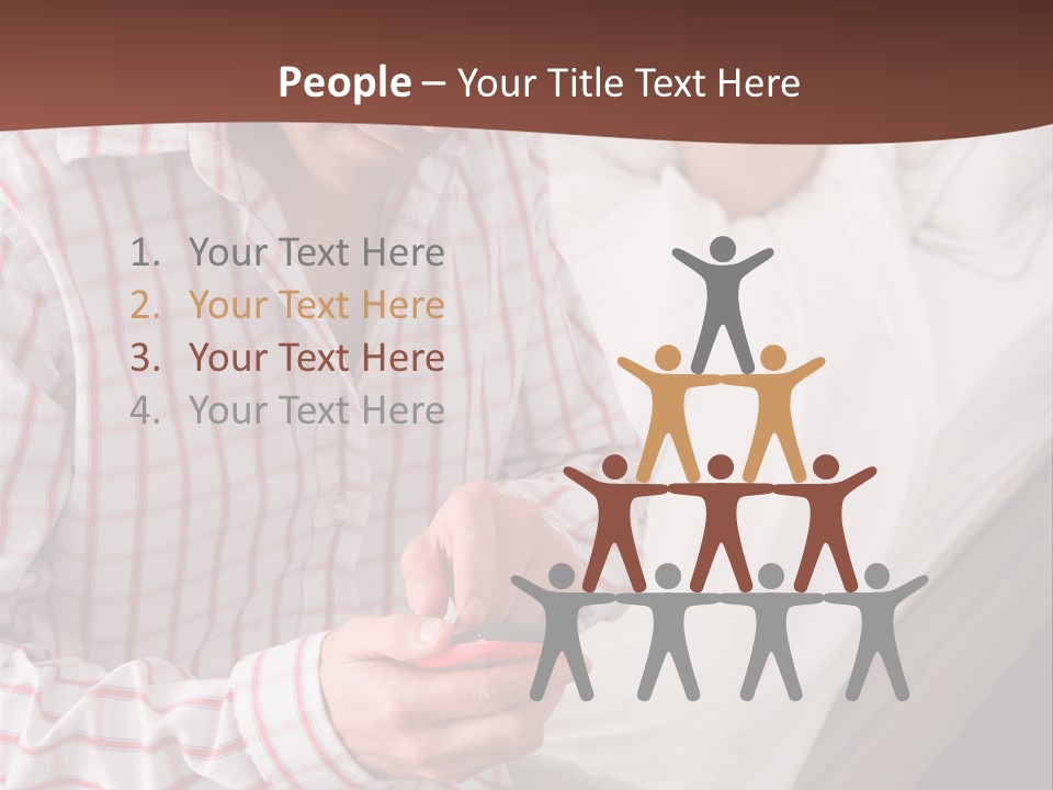 A Man Sitting On A Bed Looking At His Cell Phone PowerPoint Template