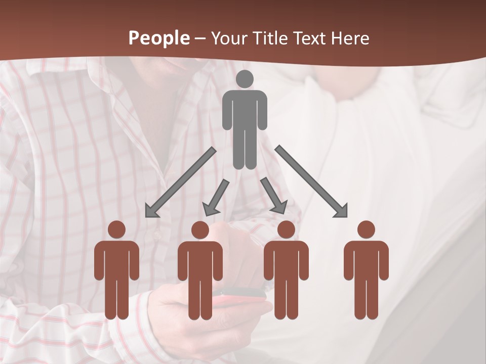 A Man Sitting On A Bed Looking At His Cell Phone PowerPoint Template