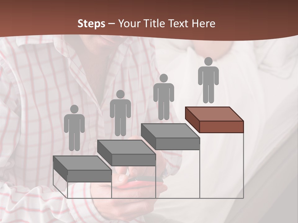 A Man Sitting On A Bed Looking At His Cell Phone PowerPoint Template