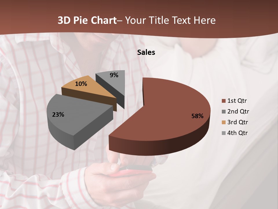 A Man Sitting On A Bed Looking At His Cell Phone PowerPoint Template