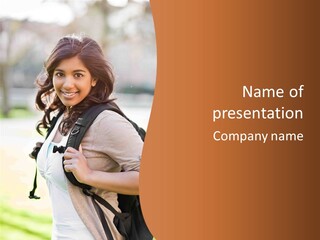 Student Smiles Lady PowerPoint Template