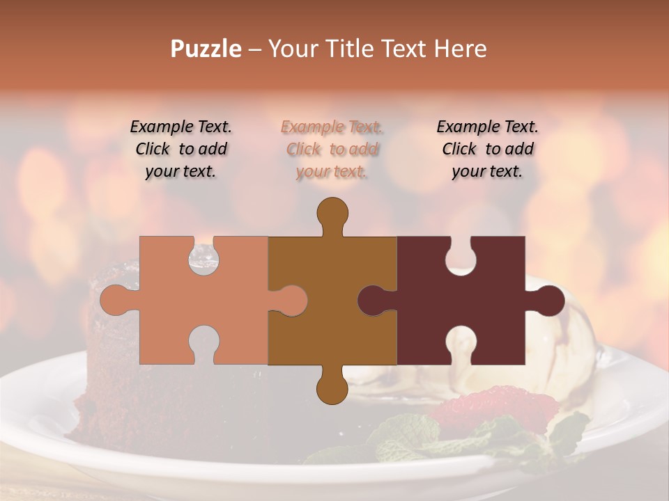 A Piece Of Cake And Ice Cream On A Plate PowerPoint Template