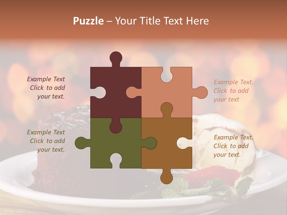 A Piece Of Cake And Ice Cream On A Plate PowerPoint Template