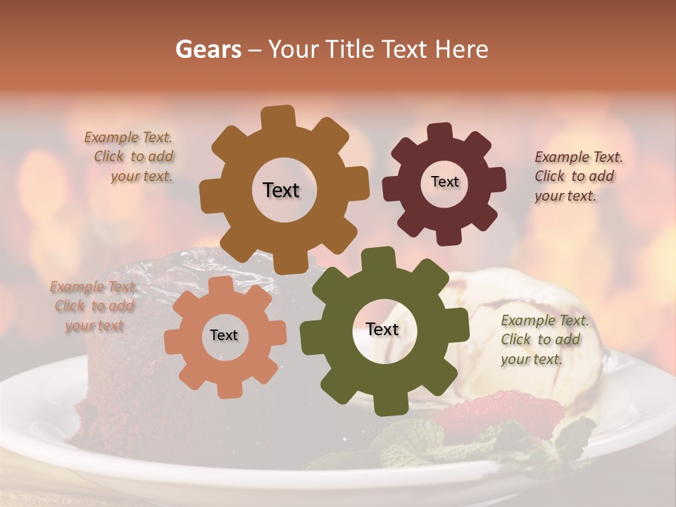 A Piece Of Cake And Ice Cream On A Plate PowerPoint Template