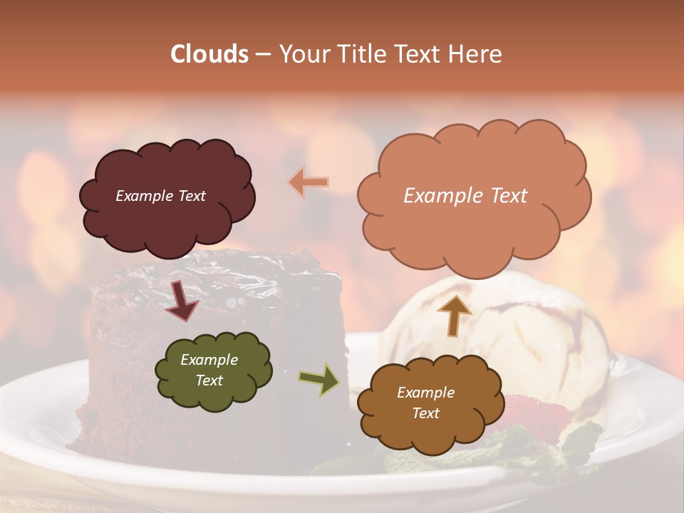 A Piece Of Cake And Ice Cream On A Plate PowerPoint Template
