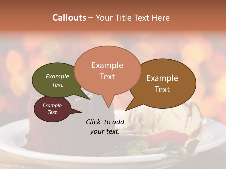 A Piece Of Cake And Ice Cream On A Plate PowerPoint Template