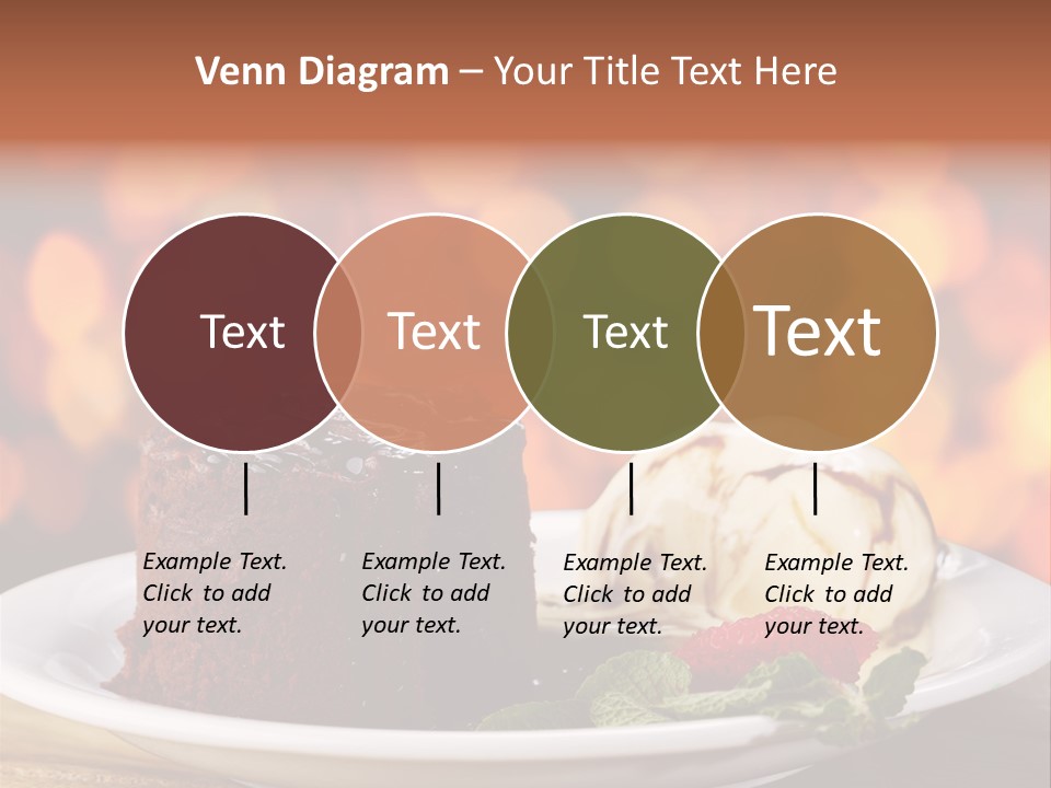 A Piece Of Cake And Ice Cream On A Plate PowerPoint Template