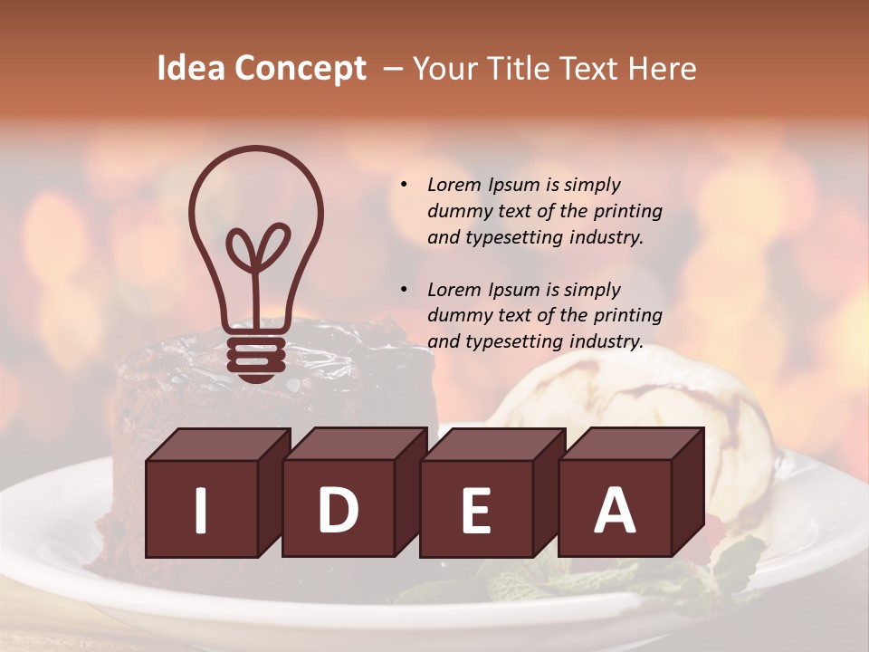 A Piece Of Cake And Ice Cream On A Plate PowerPoint Template