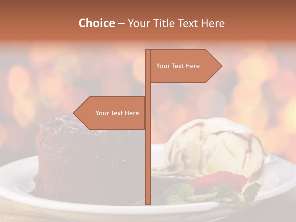 A Piece Of Cake And Ice Cream On A Plate PowerPoint Template