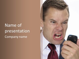 Face Caucasian Yell PowerPoint Template