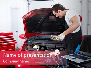 People Dipstick Worker PowerPoint Template