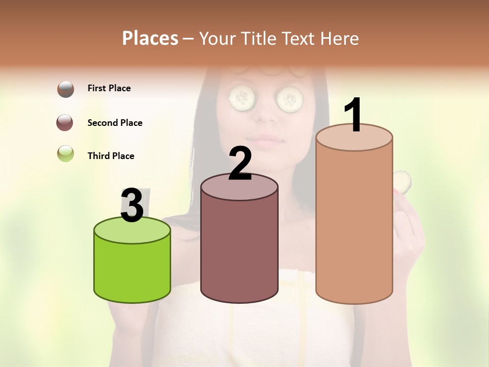 A Woman With Cucumbers On Her Eyes Holding A Piece Of Cucumber PowerPoint Template