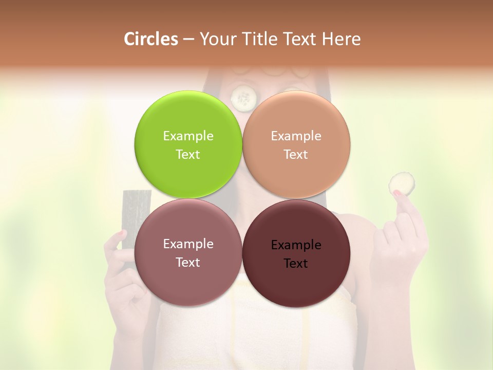 A Woman With Cucumbers On Her Eyes Holding A Piece Of Cucumber PowerPoint Template