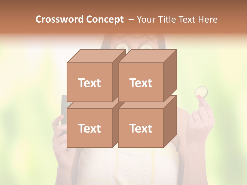 A Woman With Cucumbers On Her Eyes Holding A Piece Of Cucumber PowerPoint Template