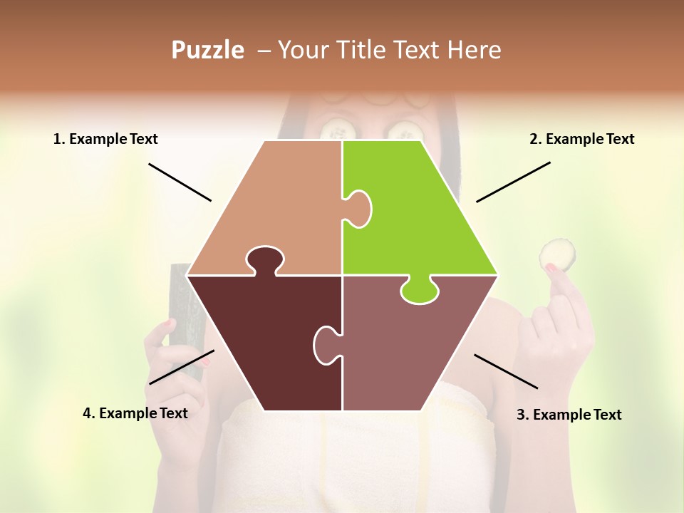 A Woman With Cucumbers On Her Eyes Holding A Piece Of Cucumber PowerPoint Template