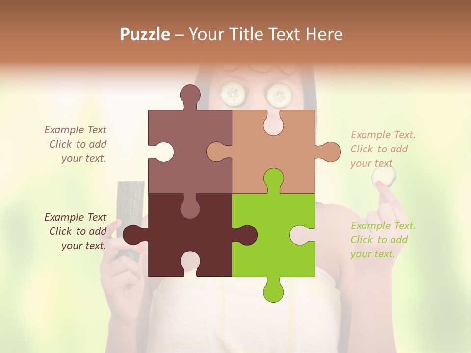 A Woman With Cucumbers On Her Eyes Holding A Piece Of Cucumber PowerPoint Template