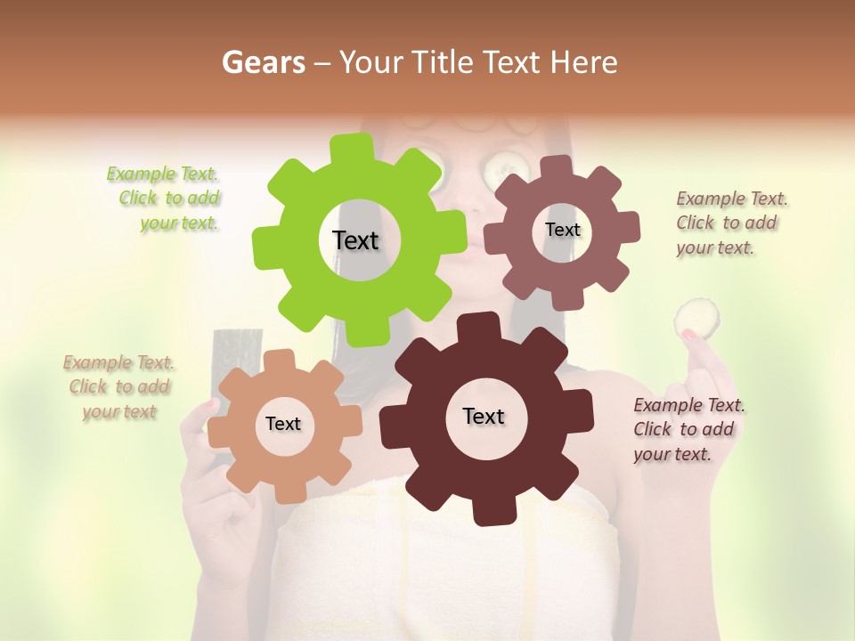 A Woman With Cucumbers On Her Eyes Holding A Piece Of Cucumber PowerPoint Template