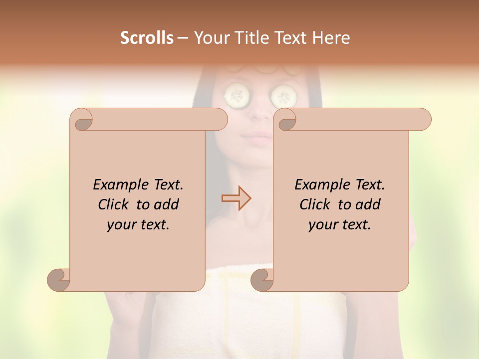 A Woman With Cucumbers On Her Eyes Holding A Piece Of Cucumber PowerPoint Template