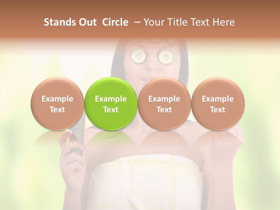A Woman With Cucumbers On Her Eyes Holding A Piece Of Cucumber PowerPoint Template