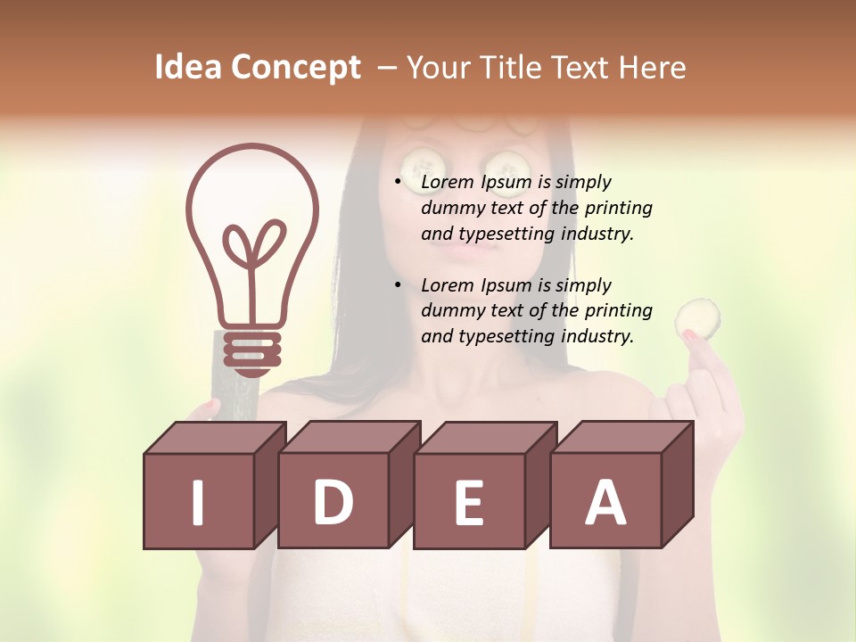 A Woman With Cucumbers On Her Eyes Holding A Piece Of Cucumber PowerPoint Template