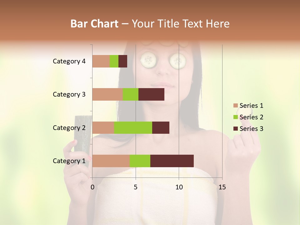 A Woman With Cucumbers On Her Eyes Holding A Piece Of Cucumber PowerPoint Template