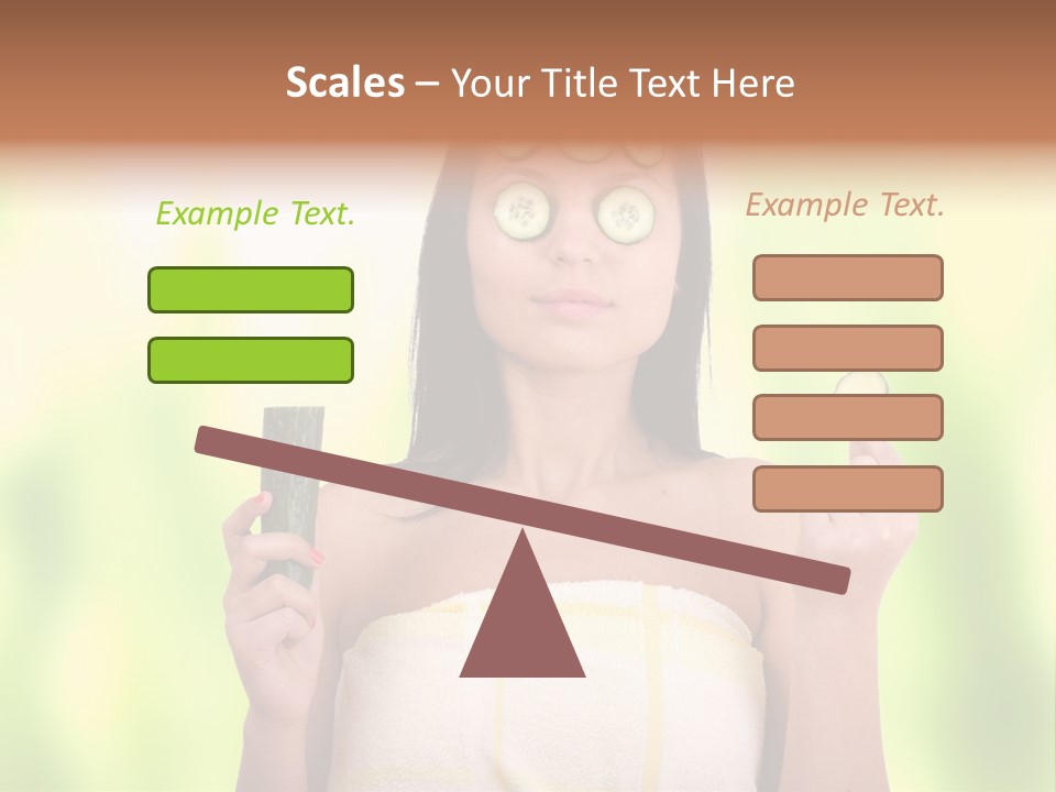 A Woman With Cucumbers On Her Eyes Holding A Piece Of Cucumber PowerPoint Template