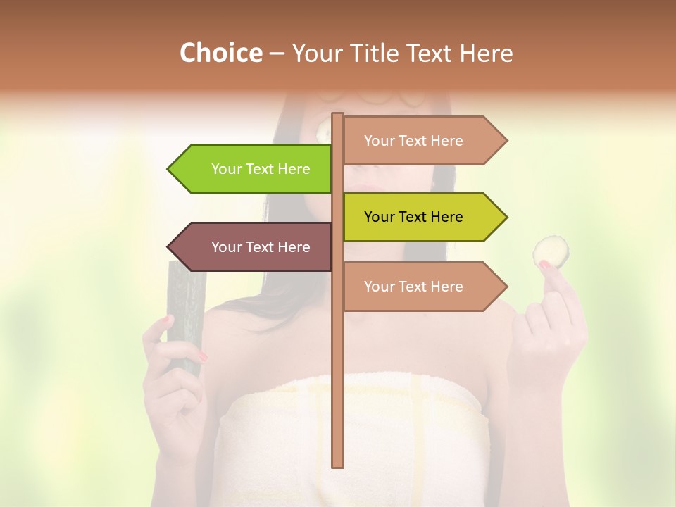 A Woman With Cucumbers On Her Eyes Holding A Piece Of Cucumber PowerPoint Template