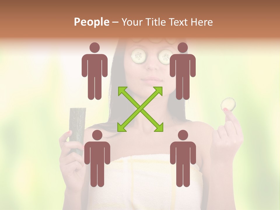 A Woman With Cucumbers On Her Eyes Holding A Piece Of Cucumber PowerPoint Template