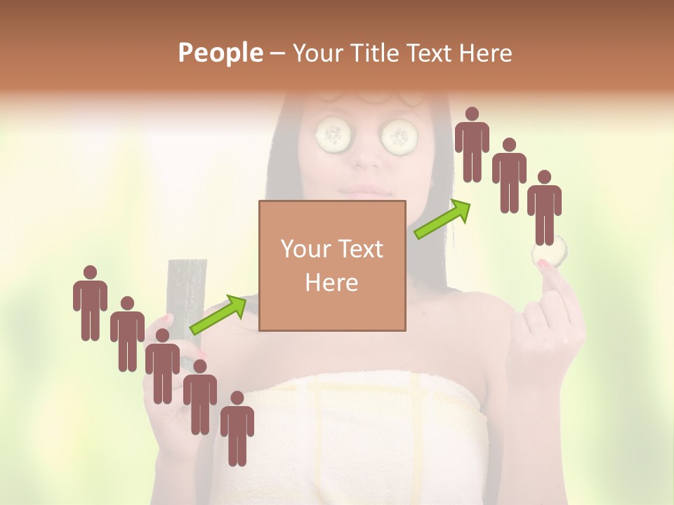 A Woman With Cucumbers On Her Eyes Holding A Piece Of Cucumber PowerPoint Template