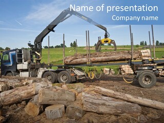 A Large Truck With Logs On The Back Of It PowerPoint Template